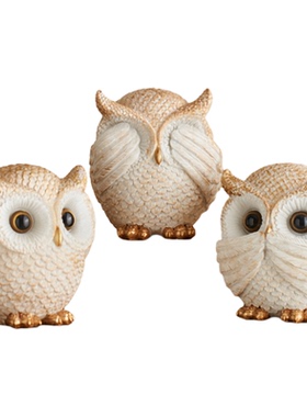 不看不听不说猫头鹰艺术摆件客厅轻奢高档玄关斗柜电视柜装饰礼品