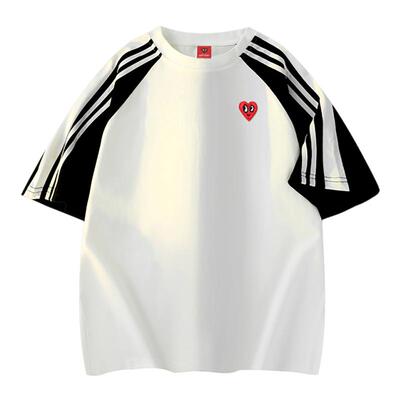 查尔斯桃心重磅插肩袖短袖t恤男