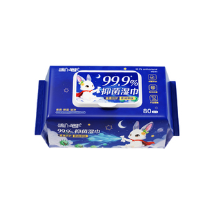 蓝漂RO纯水抑菌湿巾80片大包加厚180*140mm温和洁净99.9%