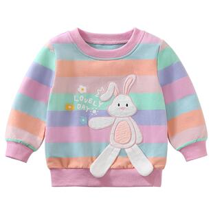 宝宝卫衣秋季新款女孩纯棉打底衫春秋二四岁套头圆领女童上衣秋装