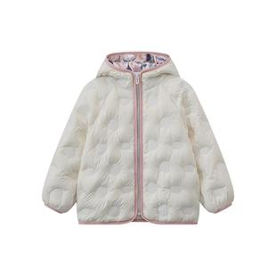 TeenieWeenie Kids小熊童装秋冬季款女童拉链压花连帽短款羽绒服