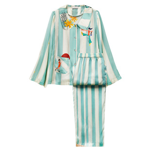李兰迪同款』桑罗童趣100%桑蚕丝真丝长袖睡衣套装女秋冬家居服