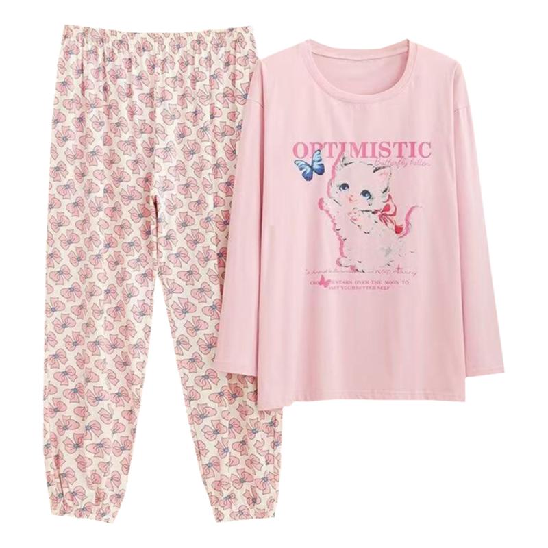男女针织棉猫咪家居服睡衣