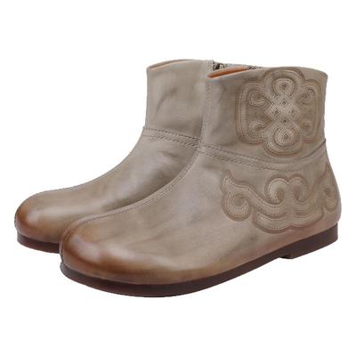 复古真皮软底不累脚休闲短靴女