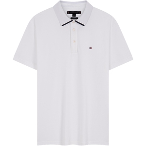 Tommy男装三粒扣通勤镶边POLO衫