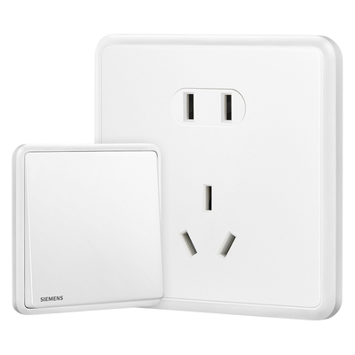 西门子开关插座璟悦玉釉白10A五孔USB一开16A家用面板旗舰店套餐