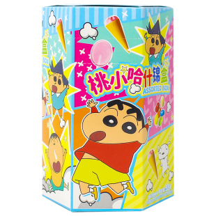 BoOZi蜡笔小新桃小哈棉花棒棒糖什锦糖果盒休闲儿童礼物小零食55g