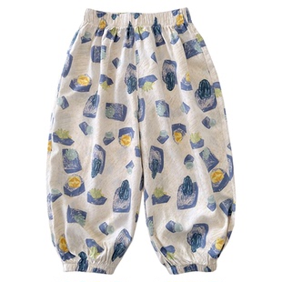 宝宝棉绸防蚊裤夏季薄款男童夏天裤子1-3岁婴儿长裤女儿童防晒裤