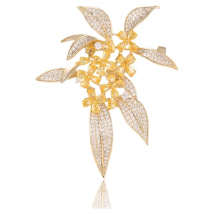 流金溢彩金色桂花高端胸针女小众设计西装大衣外套胸花别针装饰品