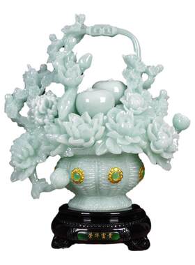 荣华富贵牡丹花摆件乔迁新居工艺品装饰电视酒柜中式书房开业礼品