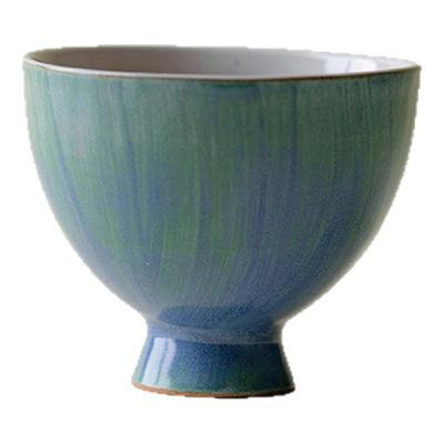 里作 粗陶窑变手工高足小茶杯创意陶艺薄胎品茗杯功夫茶具主人杯