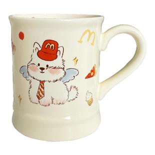 SHˇ可爱陶瓷杯ins情侣马克杯带盖设计感小众大容量水杯生日礼物