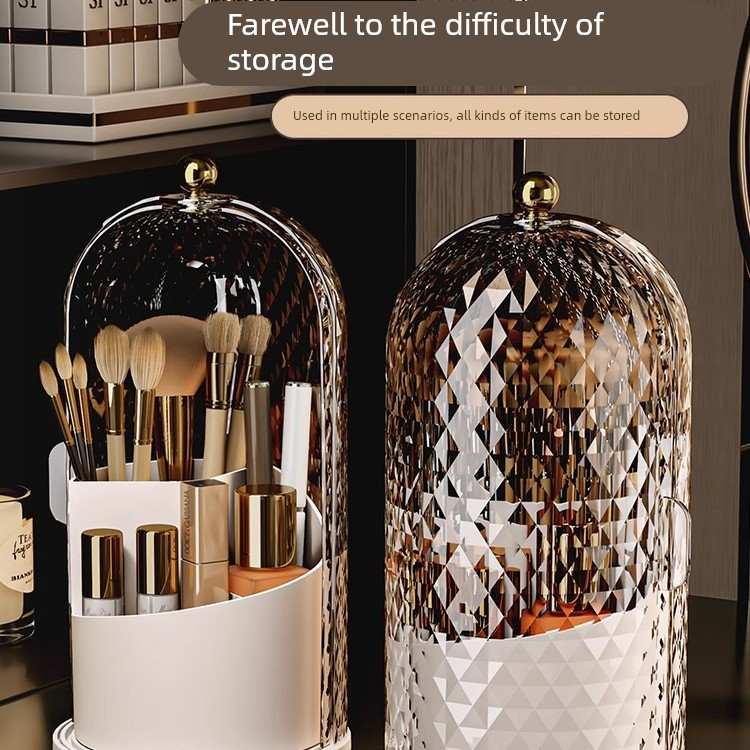 轻奢旋转化妆刷收纳筒防尘梳妆台桌面眉笔美妆刷子收纳盒笔筒笔架