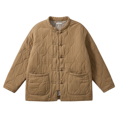 苎麻夹棉绗缝葫芦格新中式棉衣女