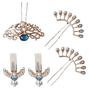 古风明制汉服唐风明制烧蓝头饰掩鬓流苏发冠复原款发簪发钗步摇女