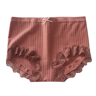 外贸内裤女士原单日单出口日本纯棉裆包臀无痕简约中腰蕾丝三角裤