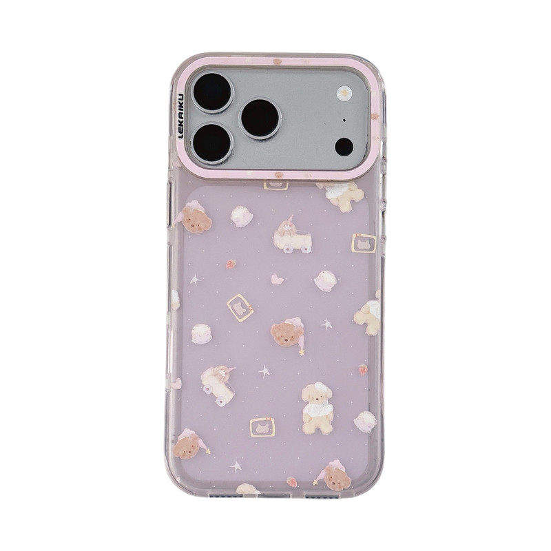 侧颜LEKAIKU粉色列车小熊适用iphone苹果17promax可爱16pro卡通女生小众包相机AI金属按键磨砂肤感防摔手机壳