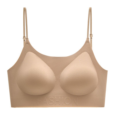 魅角无痕粉底液文胸女隐形不透一体式背心外扩显大聚拢美背胸罩