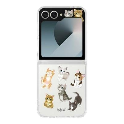 THE HOODxAriel艺术家联名 猫家族 Samsung适用于三星 Z Fold7/Flip 7/6/5磁吸透明保护壳 前屏幕及中轴保护