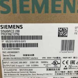 议价6SL3210-5FB10-2UF2西门子V90驱动器0.2KW200V6SL32105FB102U