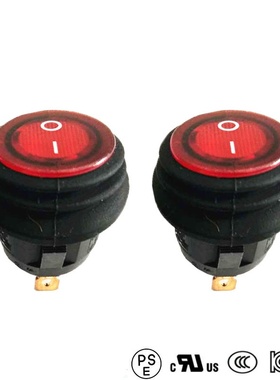 红色带灯圆形IO开关电流大船型防水开关电源开关翘板三脚防水