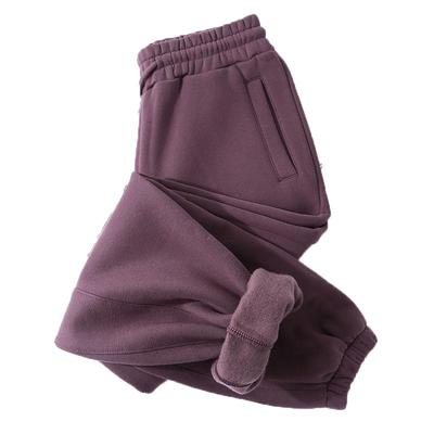 莫兰迪雾霾紫卫裤加绒加厚