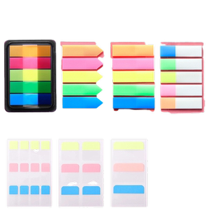 得力索引贴标签贴纸便利贴学生用小条标记双面透明可书写彩色荧光贴可粘分类指示标签笔记会议重点指引标贴