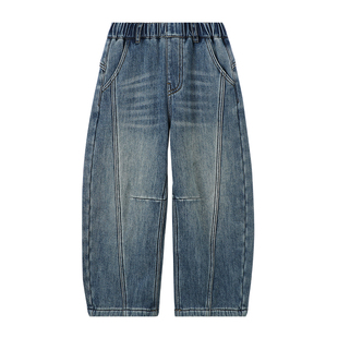 布丁哈鲁冬装童装女童裤子2025秋冬季新款儿童加绒加厚牛仔裤