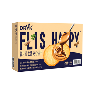 迪瓦克DRYK花生酱饼干夹心薄脆饼马铃薯饼干网红解馋充饥年货零食