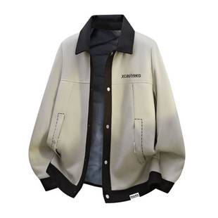 马克华菲撞色拼接外套男士春秋季美式衣服男款复古休闲早春装夹克