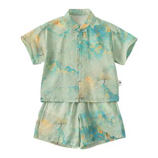 男童汉服夏装国风儿童套装男宝宝新中式端午夏季唐装周岁生日礼服