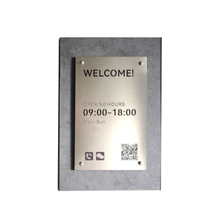 高级灰色营业时间告示牌门店工作室门牌标识广告牌展示店铺门口挂牌工作休息营业中电话号码指提示牌子可定制