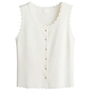 HM女装毛针织衫冬季气质红色毛衣低领口马甲背心1306317