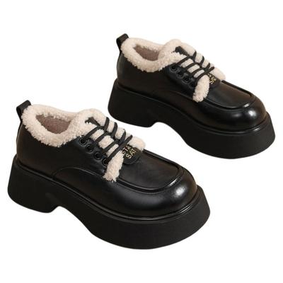 星期六厚底玛丽珍乐福鞋女新款秋冬保暖棉鞋女士英伦风复古小皮鞋