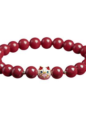 朱砂珐琅蛇形珠手串男蛇年