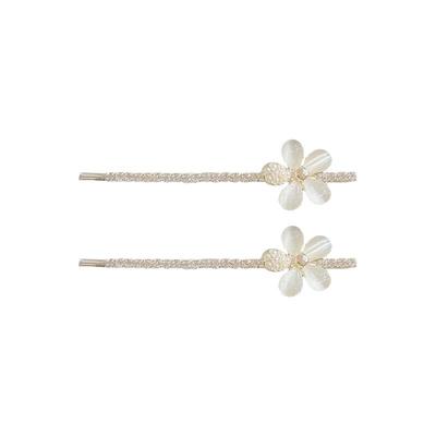 妃晟发夹合金日韩猫眼石花朵边夹