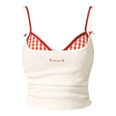 蕾丝格子胸衣吊带背心MAMC修身