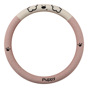 新款卡通方向盘套可爱四季通用透气亚麻卡通女生车载装饰汽车把套