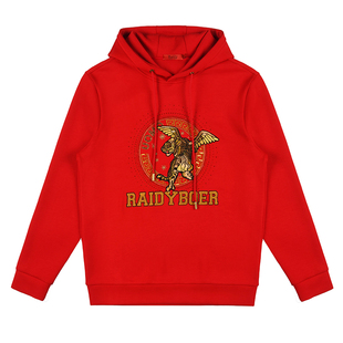 雷迪波尔卫衣男连帽春秋装新款潮流潮牌飞虎刺绣上衣男装外套