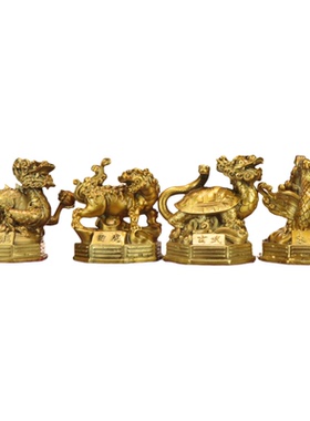 铜四大神兽青龙朱雀玄武摆件