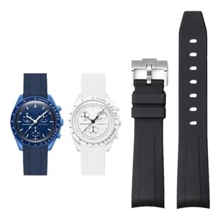 适用斯沃琪史努比欧米茄联名表带氟橡胶swatch omega snoopy月球