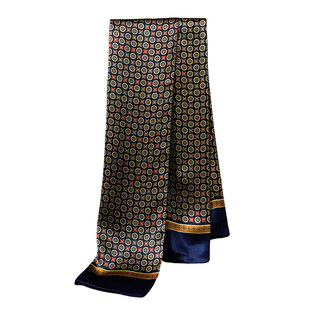 经典高档真丝丝巾男款秋冬2026新款护颈围脖桑蚕丝搭西装衬衫围巾