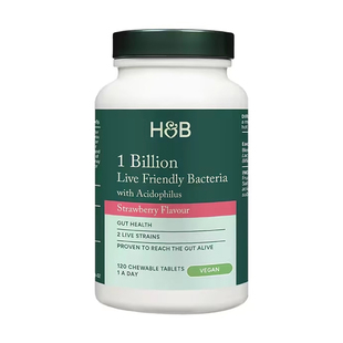 临期 英国Holland Barrett荷柏瑞益生菌咀嚼片10亿120粒草莓味