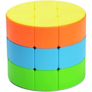 奇艺圆柱魔方三阶圆柱免贴纸彩色磨砂面三阶变体异形送教程益智