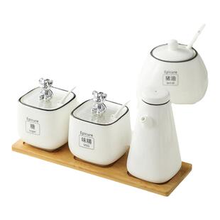 家用陶瓷调料罐调味瓶罐厨房调味罐轻奢盐味精调料盒盐罐调味品罐