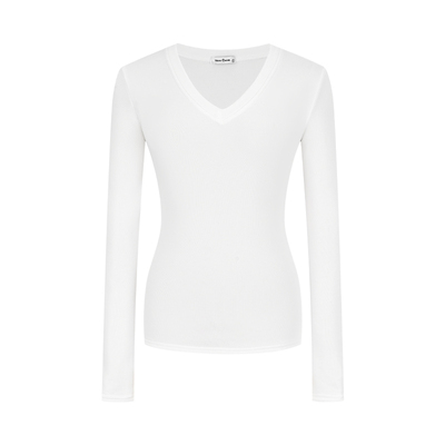 加绒加厚打底衫女内搭v领长袖t恤