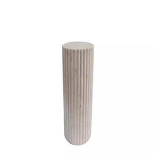 北欧风天然大理石圆立柱客厅玄关民宿雕塑落地底座展示台桌脚摆件