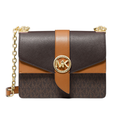 未使用Michael Kors/迈克科尔斯Greenwich人造革棕色小号单肩包