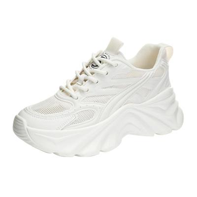 增高跑步透气真皮厚底运动