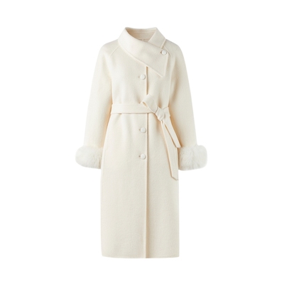 明星同款COCOON可可尼长款毛呢大衣2025冬季新款100%绵羊毛外套